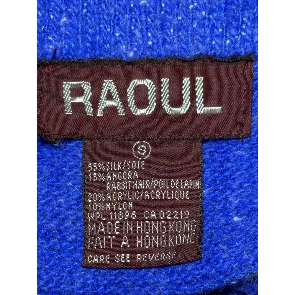 RAOUL Cobalt Blue Beaded Sweater Skirt Set Womens Small Vintage Two Piece